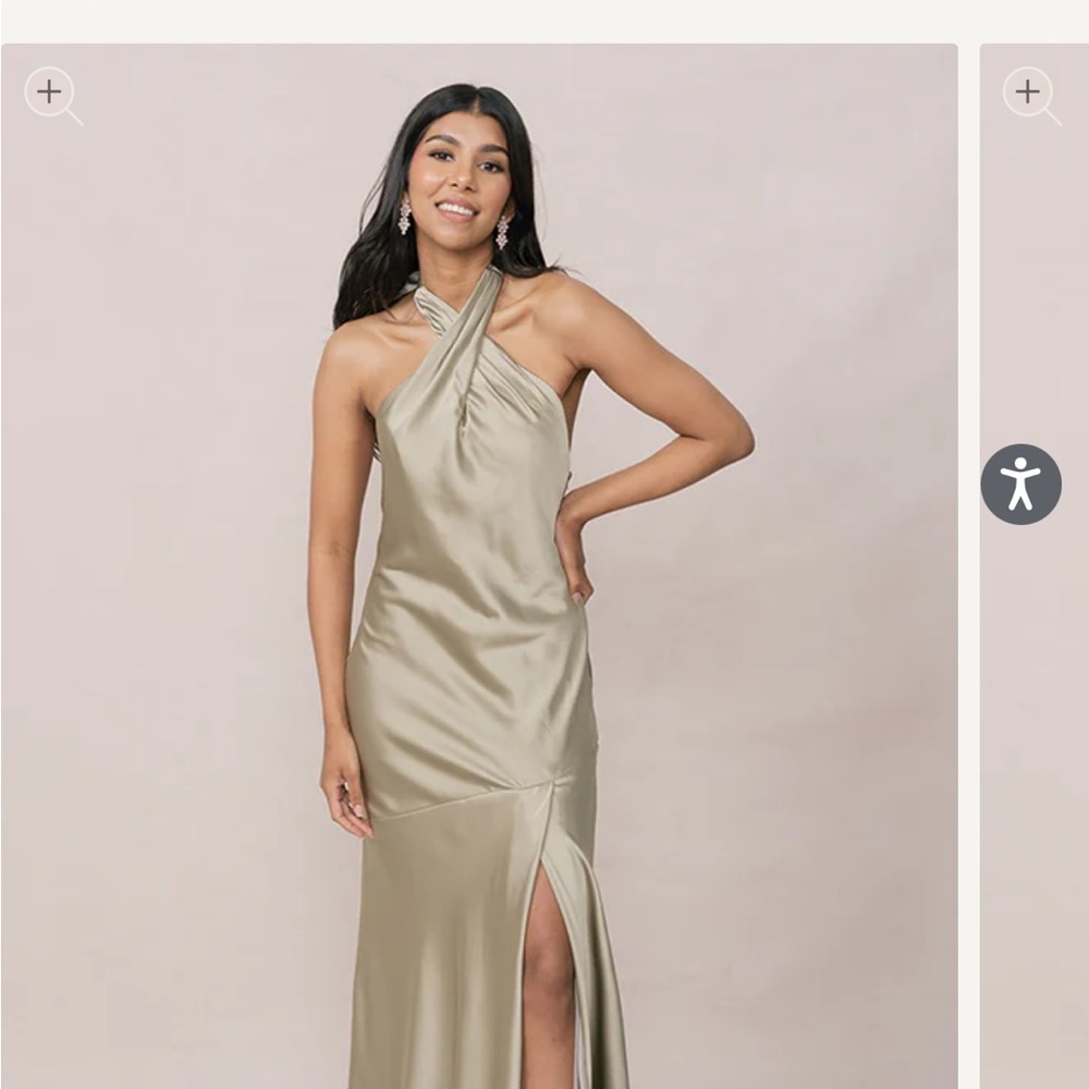 Revelry One Shoulder Satin Dress in Cream
